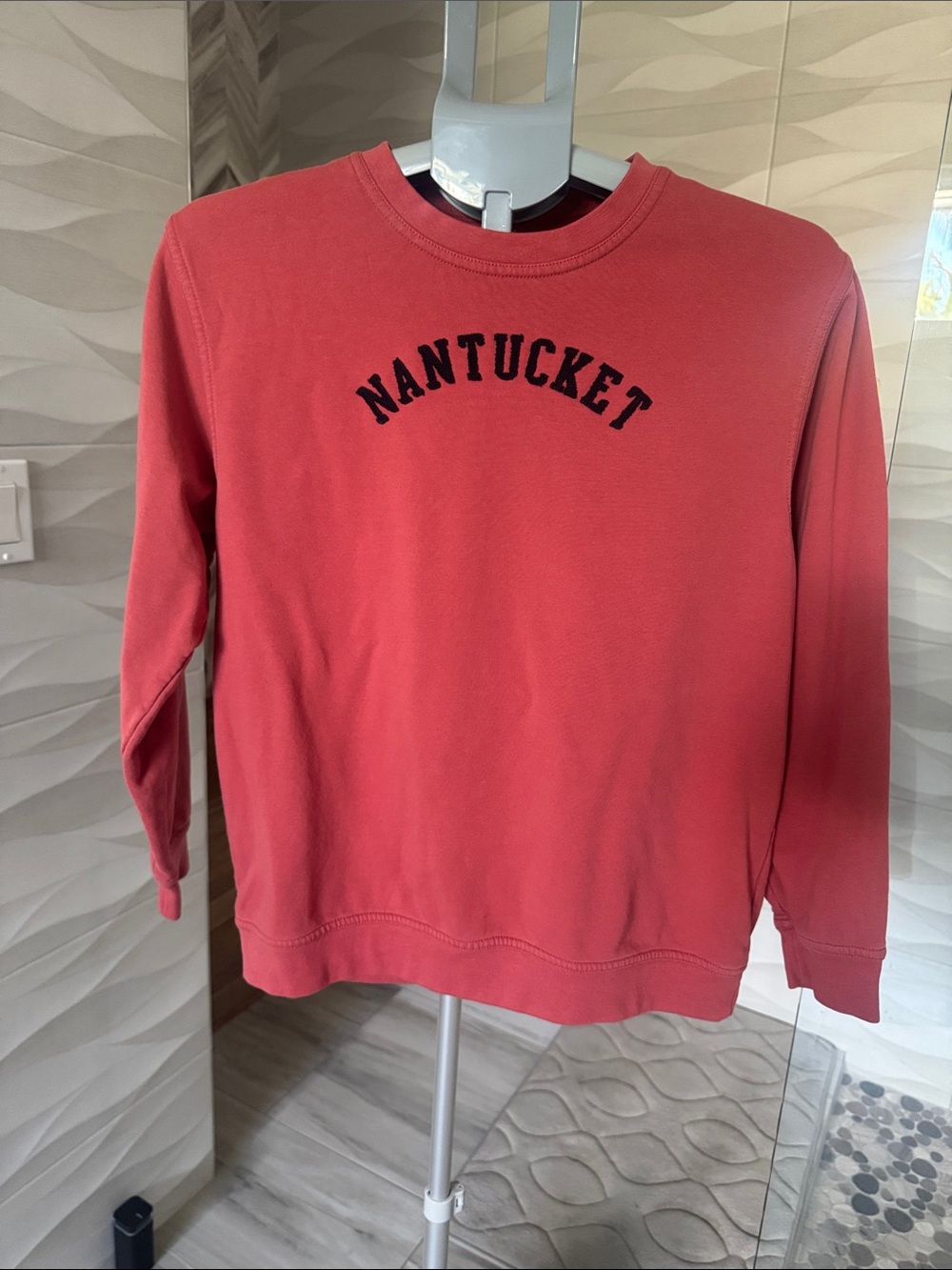 Nantucket Breezin’ Up Youth XL Crewneck Sweatshirt - Coral Red